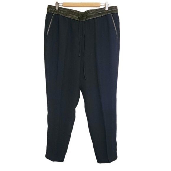 Ann Taylor | Black and Blue Mixed Media Skinny Pants or Slacks (Size 14) - Picture 1 of 14